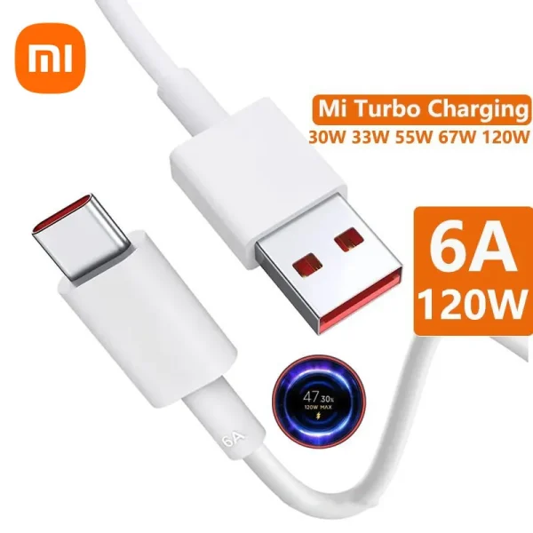 Original Xiaomi 6A 120W USB C-type ultra fast charging cable Xiaomi Mi 13 12 Pro Realme POCO 12 Turbo fast charging data cable