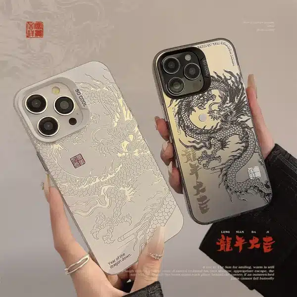 Unique Dragon Phone Case for iPhone 15 14 11 12 13 Pro Max Plus, Chinese New Year of the Dragon 2024 Phone Protector Cover