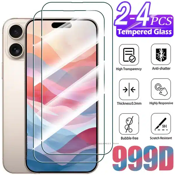 2/4Pcs Tempered Glass For iPhone 16 Pro Max Screen Protector For iphone 14 13 12 11 15 7 8 Plus XR XS Max Mini Protective Glass