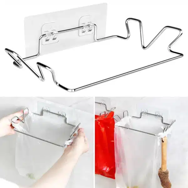 1 Pc Hanging Trash Bag Rack Garbage Over Door Plastic Bag Holder Cupboard Door Rubbish Bin Bag Holder Kitchen Gadgets Hot！ - Image 6