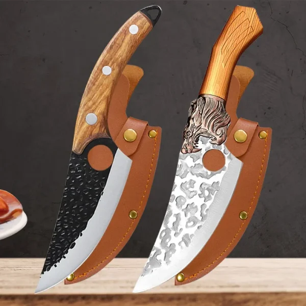 Meat Cutting Knives Boning Knife Wooden Handle Hnadmade Forge Knives Slicing Knife Multifunctional Kitchen Knives with Cover