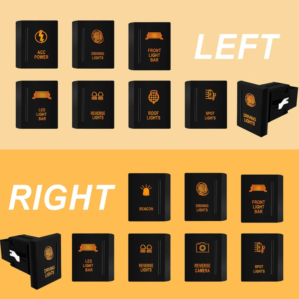 12V Left/Right Push Switch Orange Led Light ON OFF With Wiring Kits For VW Volkswagen Amarok Car Accessories Replacing Parts