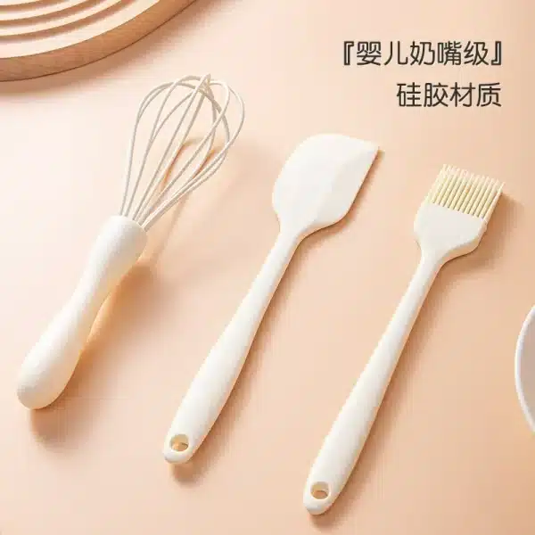 Silicone Baking 3-piece Cake Set Cream Spatula Spatula Kitchen Household Whisk Barbecue Grease Brush Gadget - Image 3