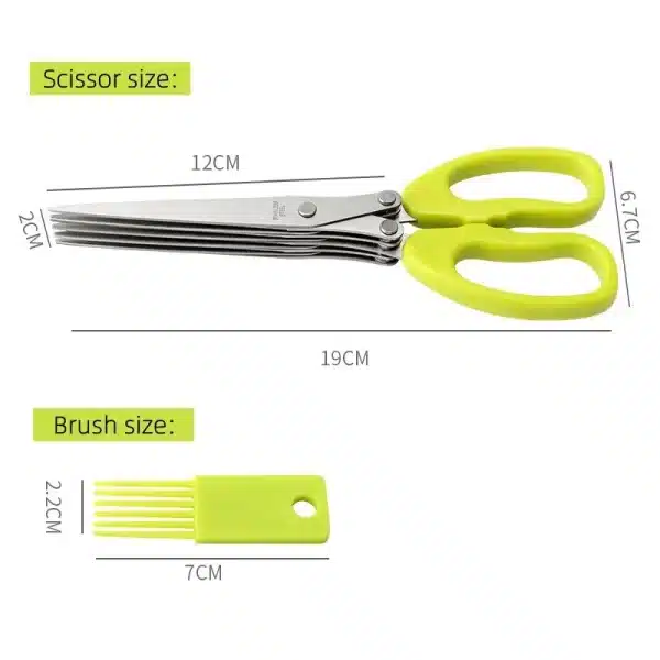 5 Blade Herb Scissors Multifunctional Multi Layers Stainless Steel Knives Kitchen Scissors Scallion Cutter Kitchen Accessories - Image 5