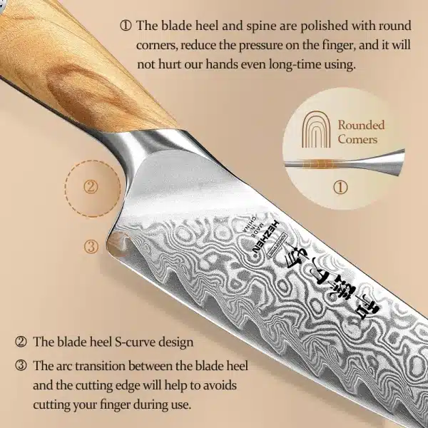 HEZHEN Flagship Series 5 Inch Utility Knife Japanese Style Kitchen Knife 73 Layer Damascus Powdered Steel Cutlery - Image 4