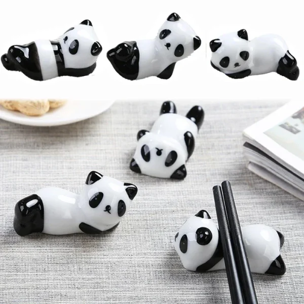 Cute Panda Ceramic Rack Chopsticks Stand Rest Knife Fork Holder Chinese Style Cutlery Chopstick Rest Kitchen Tools for Home Use