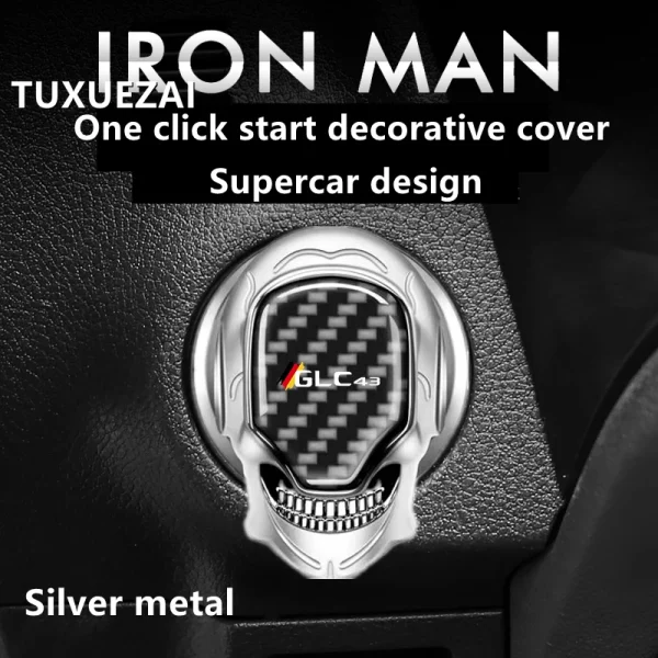 For Mercedes Benz GLC43 Lgnition Button Cover Alloy carbon fiber One Click Start Decoration Start Stop Replacement Auto Parts - Image 2