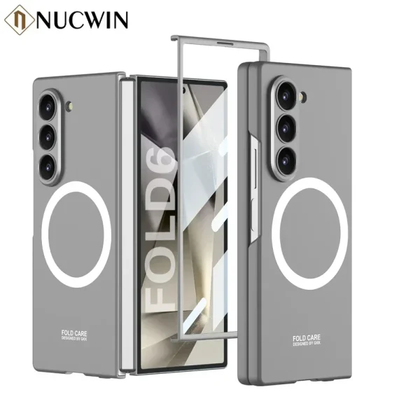 Matte Skin Feeling Metal Magnetic Case For Samsung Galaxy Z Fold 6 Magsafe Wireless Charger Slim PC Cover For Samsung Z Fold6