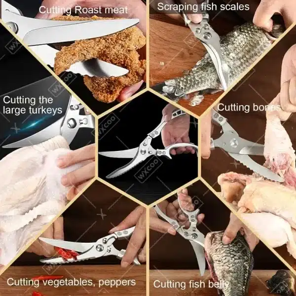 Stainless Steel Kitchen Scissor Knives Professional Boning Knife Hand-forged Butcher Meat Cleaver Knife BBQ Knife with Cover - Image 5