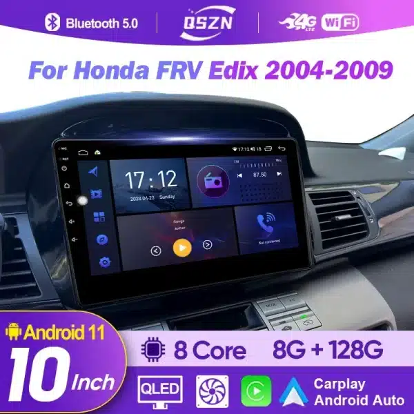 For Honda FRV Edix 2004 -2009 Multimedia Car Radio Stereo WIFI 2K QLED Wireless Carplay Android Auto Navigation 4G BT Android 13