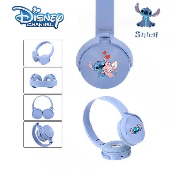 Disney Stitch Wireless Bluetooth Headphones AH-9906 HIFI Sound Stereo Foldable Headsets with Mic for Children Anime Cartoon