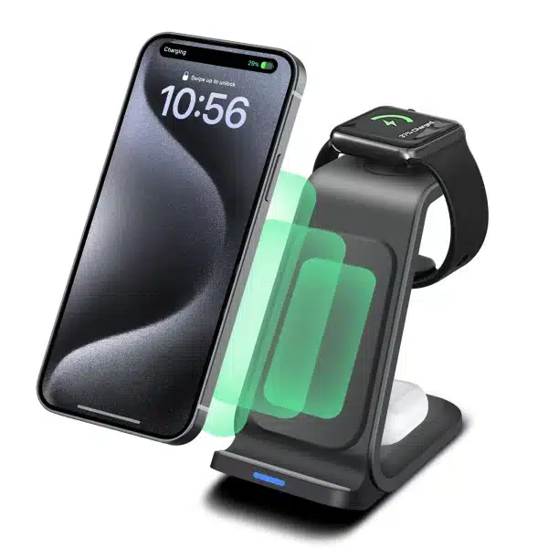 3 in 1 Wireless Charger Station for iPhone 15 14 13 15W Wireless Fast Charging for iWatch 9 8 7 6 5 Airpods Pro 2 3 Charge Dock