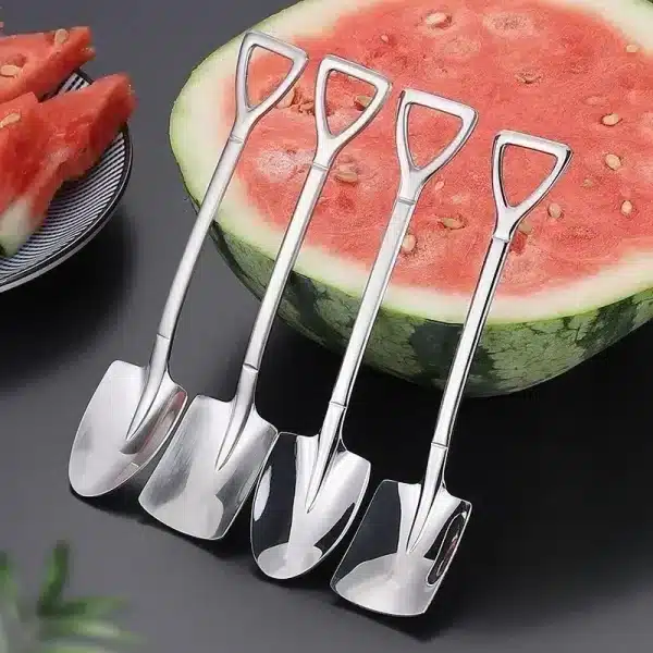 4PCS Stainless Steel Creative Coffee Shovel Ice Cream Dessert Retro Cute Square Head Spoon Tableware Set Kitchen Gadget - Image 2