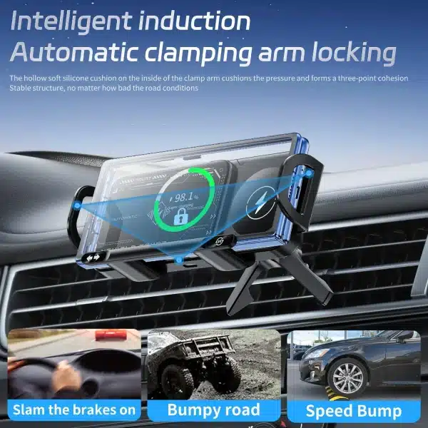 Car Wireless Charger Stand Fold Screen Fast Charging For Samsung Galaxy Z Fold 6 5 4 S24 Ultra iPhone 16 15 14 Pro Phone Holder