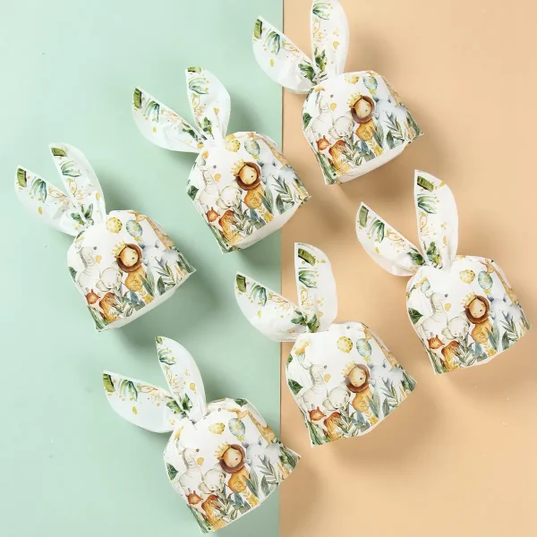 50pcs Rabbit Ear Bags Carton Plastic Cookie Candy Bags for Easter Party Baking Snack Packing Supplies Kids Gifts Boy Girl - Image 3