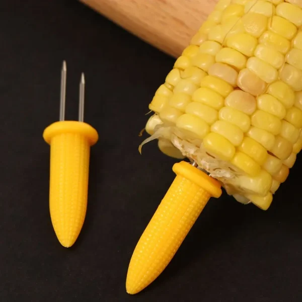 Stainless Steel Home Corn On the Cob Fruit Forks Sweetcorn Kitchen Gadget BBQ Prong Set Corn Holder Grilling Fork Corn Skewer