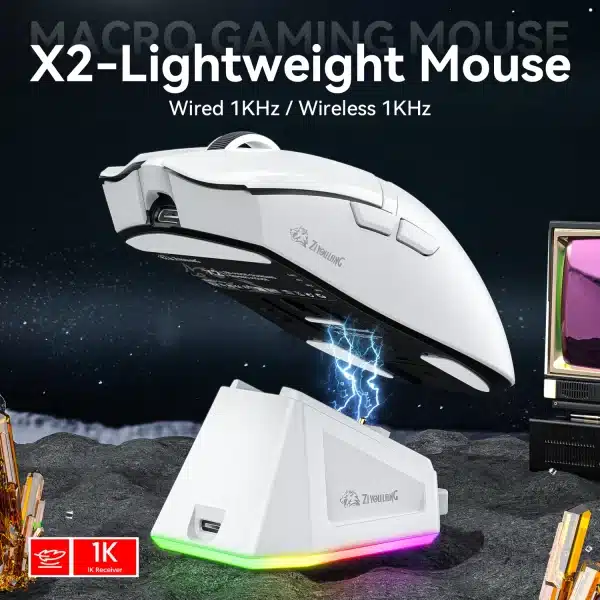 X2 Gaming Mouse RGB Magnetic Charger Wireless,24000DPI,1K Return Bluetooth Tri-Mode Connection,PAW3311 Macro Game Mouse