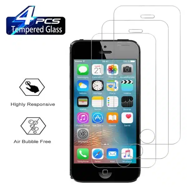 For iPhone 4 4S 5S 5 5C SE 2016,HD Tempered Glass Screen Protector 9H 2/4Pcs