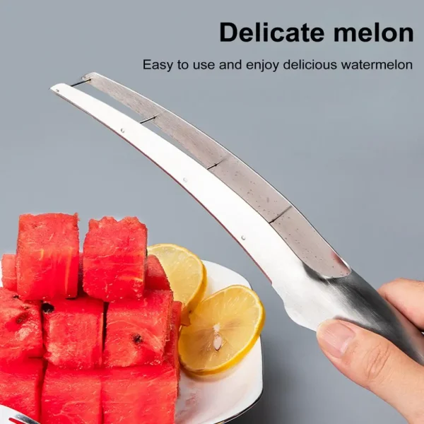 Stainless Steel Watermelon Cutter Stainless Steel Watermelon Slicer Cutter Melon Set Easy Kitchen Gadgets for Safe for Cubing - Image 4