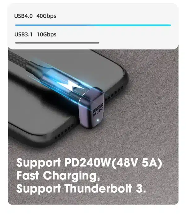 USB 4.0 PD 240W 8K 60Hz Charger Connector for Macbook 40Gbps High Speed USB C OTG U-Shape Straight Angle Male to Female Adapter - Image 5