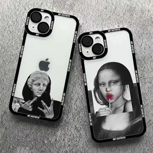 Great Art Aesthetic David Mona Lisa Clear Phone Case For iPhone 15 14 13 12 11 Pro Max Mini XS X XR SE 2020 7 8 Plus Soft Cover