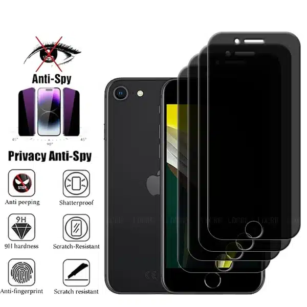 4Pcs For iPHone SE 2020 Glass For iPHone SE 2022 Screen Protector 9H HD Anti-Spy Privacy Tempered Glass iPHone 8 7 SE 2020 2022