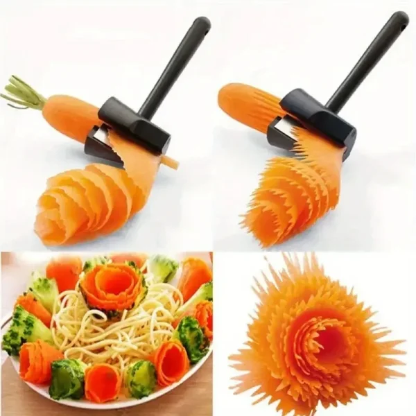 1PC Stainless Steel Salad Roller Set Carrot Cucumber Carving Knife Spiral Roller Shredder Slicer Modelling Knife Kitchen Gadgets