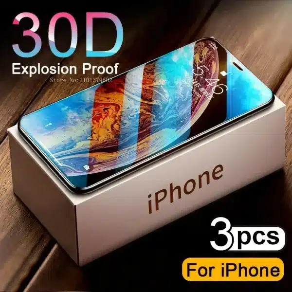 3Pcs 30D Full Cover Tempered Glass on For iphone 15 11 12 13 14 PRO MAX Screen Protector Protective Glass On iphone 14 15 Pro XR