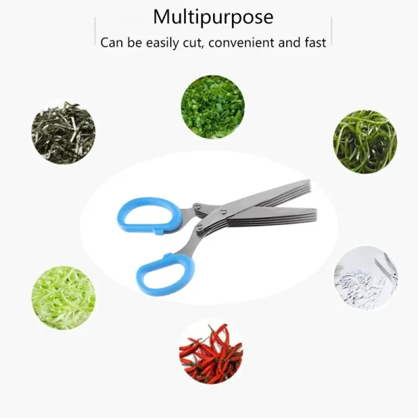 Multifunctional Muti Layers Stainless Steel Knives Kitchen Scissors Scallion Cutter Herb Laver Spices Onion Cook Cut Scissor - Image 3