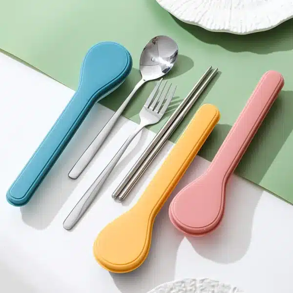 410 Stainless Steel Cutlery Set with Storage Case Korean Style Portable Tableware Set Home School Kitchen Dinnerware Services - Image 3