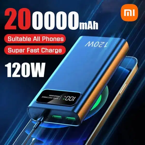 Xiaomi 200000mAh 120W Fast Charging Power Bank Ultralarge Capacity Portable Digital Display External Battery For iPhone Samsung
