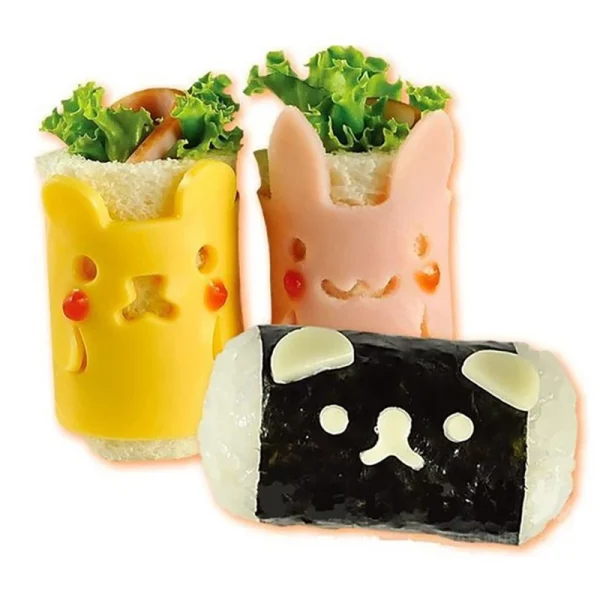 5 in 1 Cartoon Mould Rice Ball Mold Onigiri Shape And Dry Roasted Seaweed Cutter Set Kitchen DIY Mold Kitchen Gadget