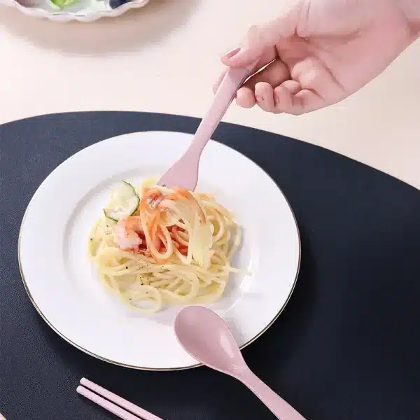 New Wheat Straw Tableware Children's Cutlery Spoon Chopsticks Fork Portable Dining Tableware Set Kitchen Outdoor Cutlery Set - Image 3