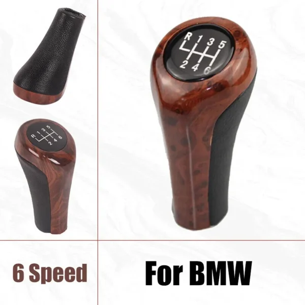 5/6 Speed Gear Shift Knob Wood Grain Leather For BMW E30 E36 E46 E39 E34 Z3 E53 Interior Replacement Parts Gear Shift Knob