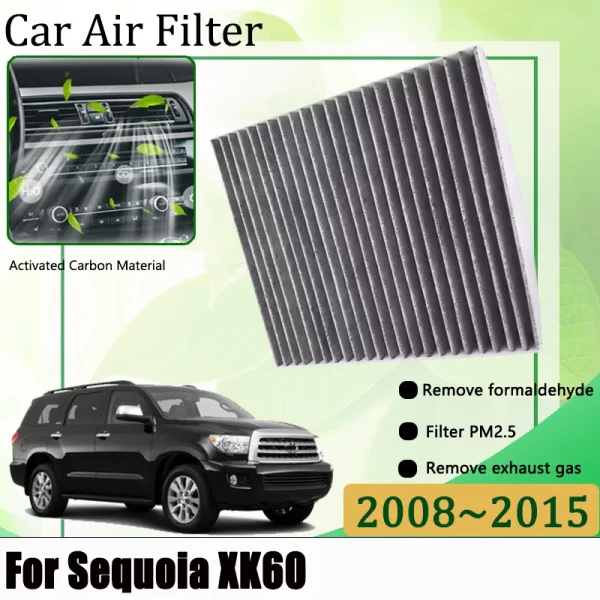 For Toyota Sequoia XK60 2008-2015 Interior Parts Air Filter Car Gadgets Carbon Air Conditioner Filter Replacement Dust Tools