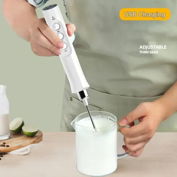 3 In 1 Wireless Handheld Electric Milk Foam Machine Mini Frother Maker Handheld Cappuccino Coffee Whisk Mixer Foamer Puller - Image 2