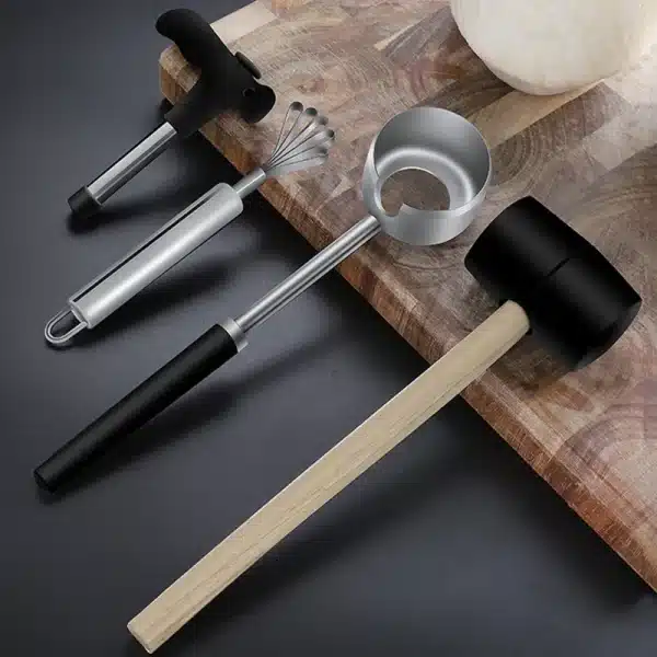 Coconut Opener Tool Set Designed for Coconuts Food Safe Exquisite Detailing Gift Stainless Steel Coconut Grater Hammer - Image 2