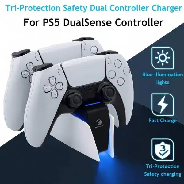 Controller Charging Station with Dual Fast Charger Dock for PS5 DualSense Wireless Controller with LED Charging Indicators