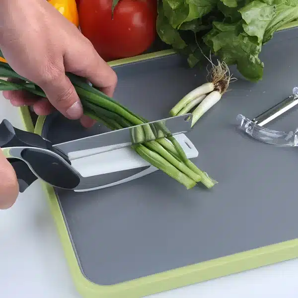 Separable Kitchen knife Cutting Board Scissors with Wavy Waffle Knife Vegetable Chop Scissors Easy Cutter Multifunction Cutter - Image 3