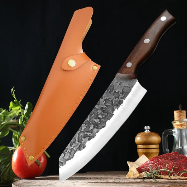 Meat Cleaver Butcher Kitchen Knife Stainless Steel Meat Chopping Chef Fish Vegetables Slicing Butcher Knife With Sheath