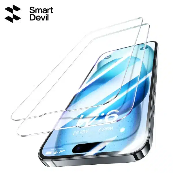 SmartDevil 2/4PCS Screen Protector for iPhone 16Pro Max 15Pro 9H HD Clear Tempered Glass Film for iPhone 16 15 14 13 Bubble Free