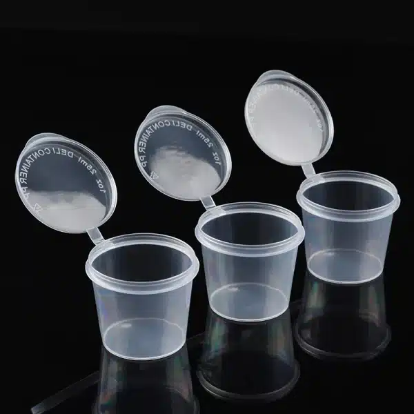 50pcs Clear Plastic Sauce Cups Disposable Plastic Sauce Boxes Cups With Sealing Cap Kitchen Vinegar Soy Sauce Container Gadget - Image 2