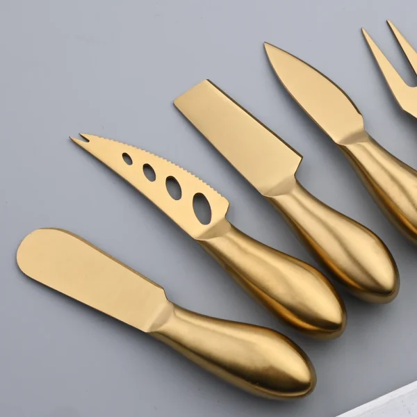 AJOYOUS 1Pcs Gold Matte Flatware Stainless Steel Cheese Knife Baking Tools Fork Knife Cutlery Vintage Style Kitchen Gadgets - Image 3