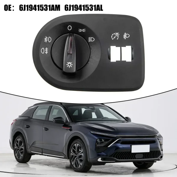 1x Headlight Switch With Fog Light Fits For Seat For 2009-2015 #6J1941531AL Black ABS Car Interior Replacement Parts - Image 5