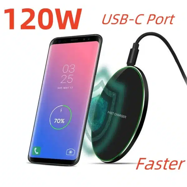 120W Fast Wireless Charger for iPhone 15 14 13 12 11 Desktop wireless Charging Pad for Samsung S22 S21 S20 Huawei P40 P30 P20