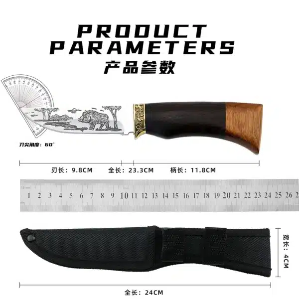Beautifully Corroded Pattern Kitchen Knife Set Double Solid Wood Splice Copper Head Handle High Hardness Steel cutting Knife - Image 6
