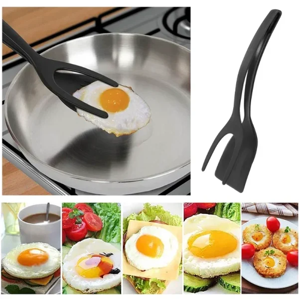 2-in-1 Kitchen Accessories Kitchen Gadget Sets Omelette Spatula Kitchen Silicone Spatula For Toast Pancake Egg Flip Tongs Cocina