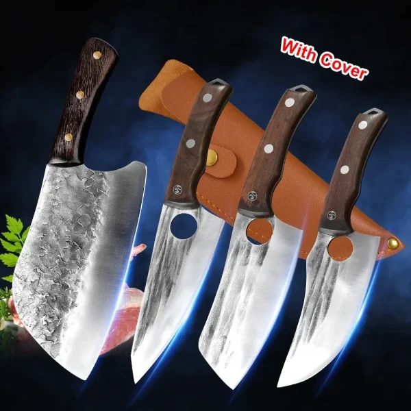 Wood Handle Chef Knife Stainless Steel Knife Hand Forged Blade Kitchen Knives Cleaver Meat Chop Vegetables Butcher Boning Knife