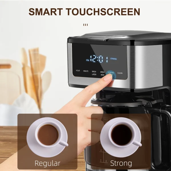 Programmable Drip Coffee Maker 12 Cup, Coffee Machine with Iced Coffee Function, Touch Screen, Regular & Strong Brew - Image 6