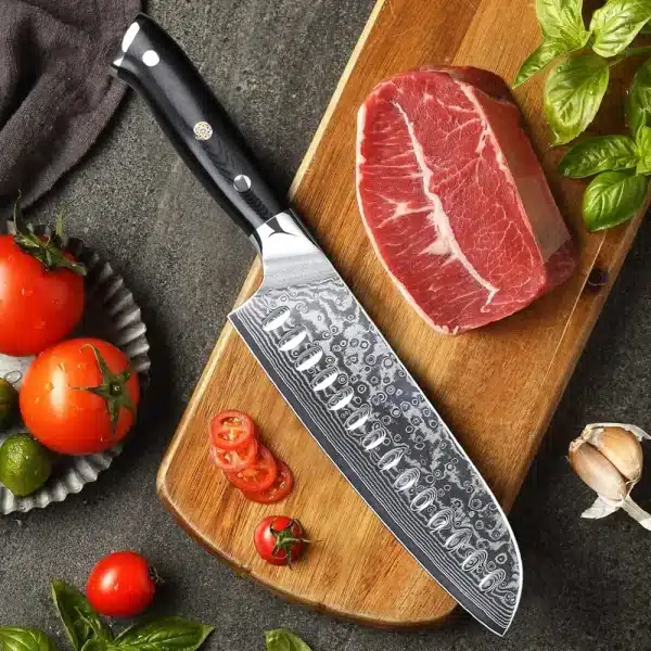 TURWHO 7" Japanese Style Santoku Knife Damascus Steel Professional Chef Knife Slicing Meat Cleaver Beef Kitchen Cooking Tools - Image 3